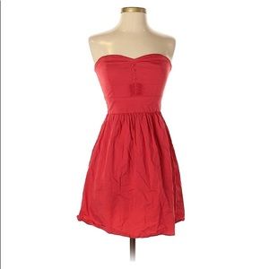 Macys bebop red strapless dress buttons pleated